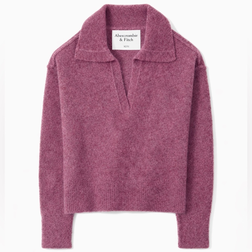Abercrombie & Fitch Boucle Notch-Neck Sweater Polo